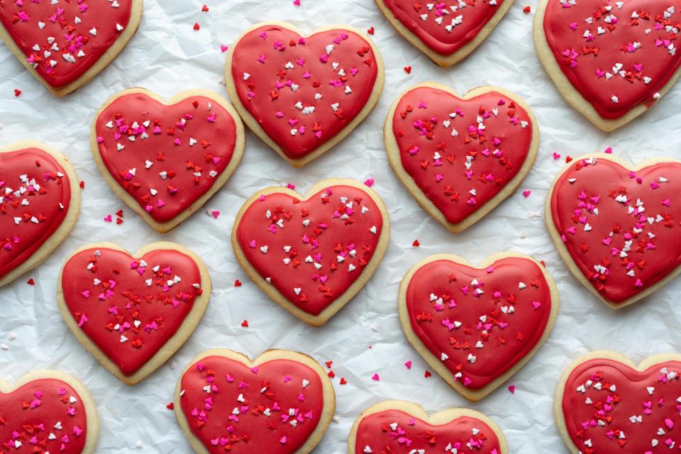 Red Heart Shaped Valentine's Day Sugar Cookies